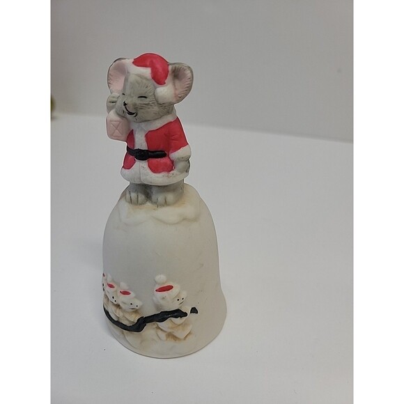 Vintage Ceramic Christmas Mouse Bell Holiday Figurine - Picture 2 of 6